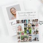 Personalized 24 Photo Collage Thank You Card<br><div class="desc">This photo collage memorial thank you card has 25 photos, can be for him or her, is perfect for giving out at a funeral, wake or memorial service. The memorial thank you cards is easy to personalize and the font styles, size and font color can be changed by clicking on...</div>