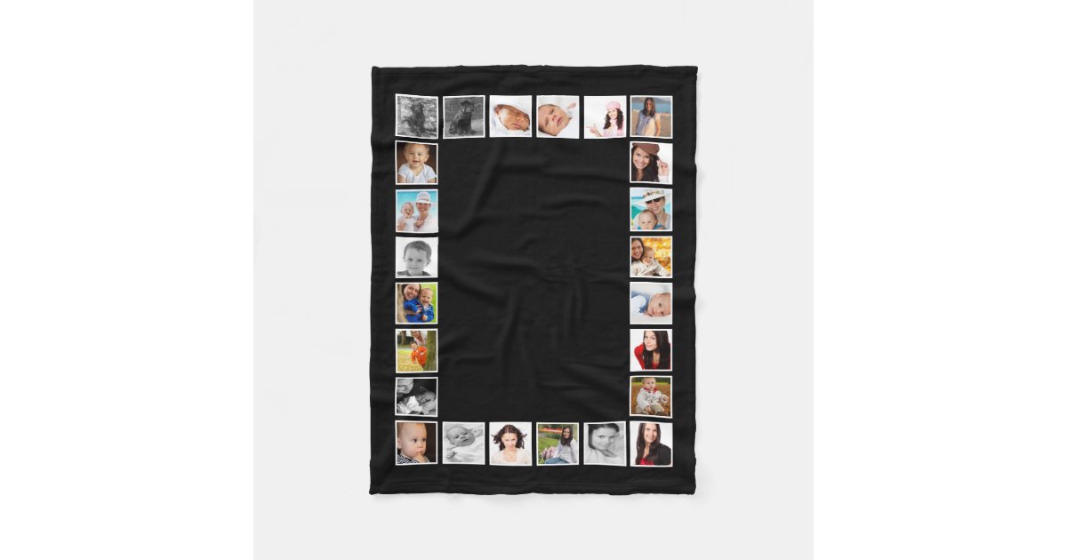 Personalized 24 Photo DIY Custom Photo Collage Fleece Blanket Zazzle