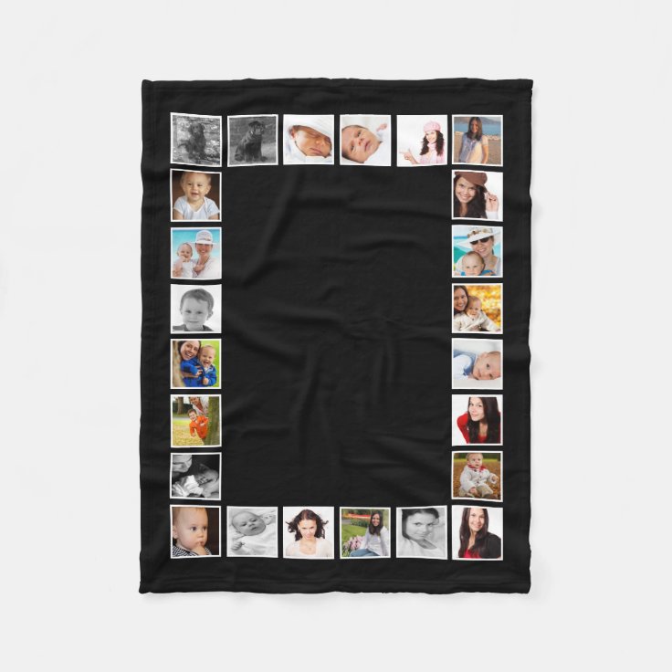 Personalized 24 Photo DIY Custom Photo Collage Fleece Blanket Zazzle