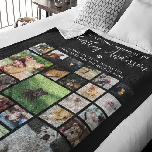 Personalized 24 Photo Pet Memorial Fleece Blanket