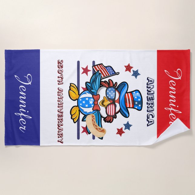 Personalized 250th USA Semiquincentennial  Beach Towel (Front)