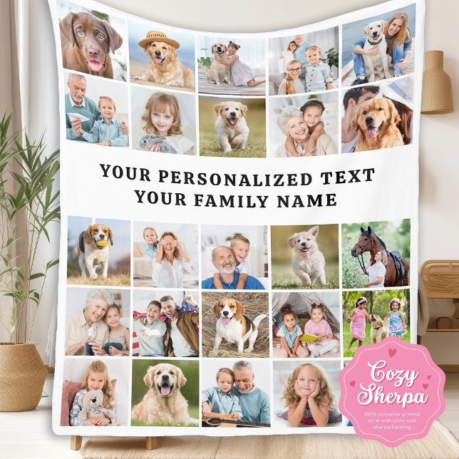 Personalized 25 Photos Collage Modern Family Sherpa Blanket (Creator Uploaded)