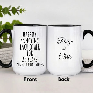 Personalized 25th Anniversary Funny Silver Two-Tone Coffee Mug