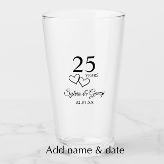 Personalized 25th Anniversary Gift Elegant Modern Glass
