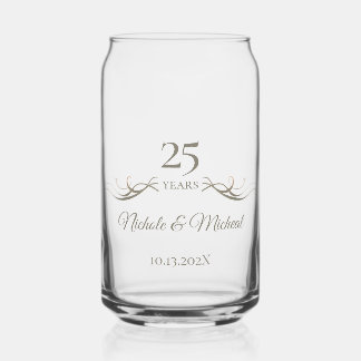 Personalized 25th Anniversary Keepsake Custom Gift Can Glass