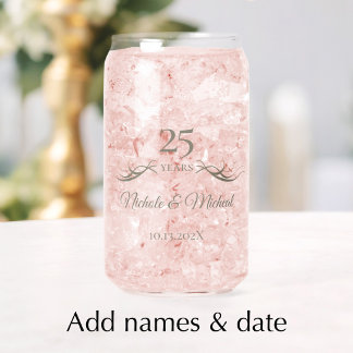 Personalized 25th Anniversary Keepsake Custom Gift Can Glass