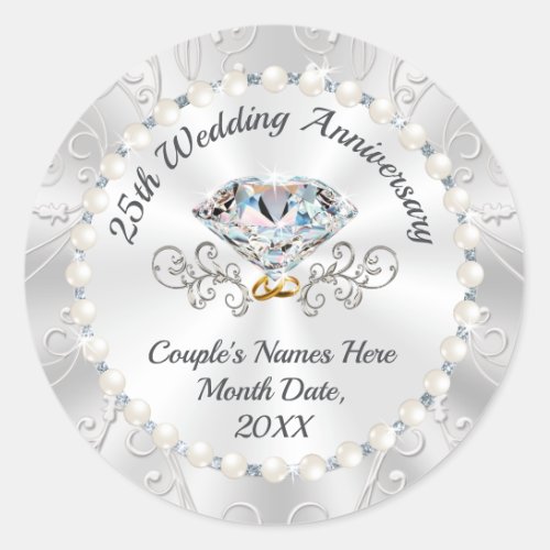 Personalized 25th Anniversary Party Favor Stickers