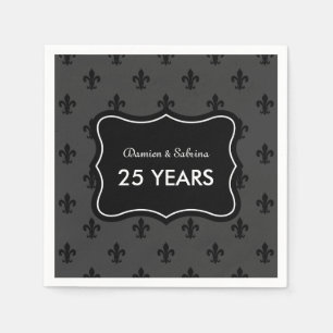 Personalized 25th anniversary party napkins