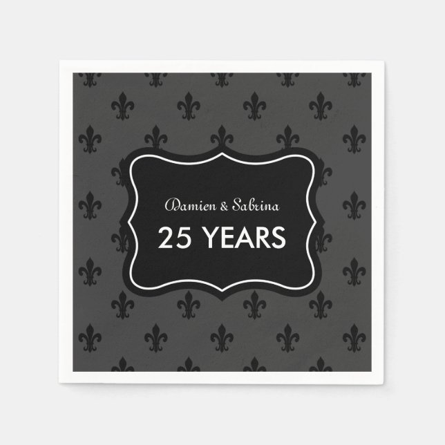 Personalized 25th anniversary party napkins (Front)