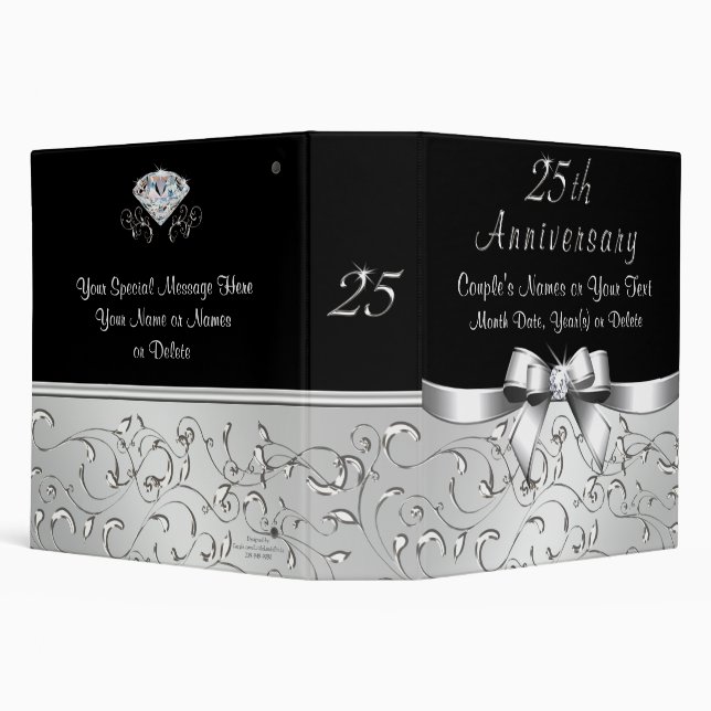 Personalized 25th Anniversary Photo Album 3 Ring Binder (Background)