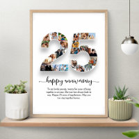 Personalized 25th Anniversary Photo Collage Poster