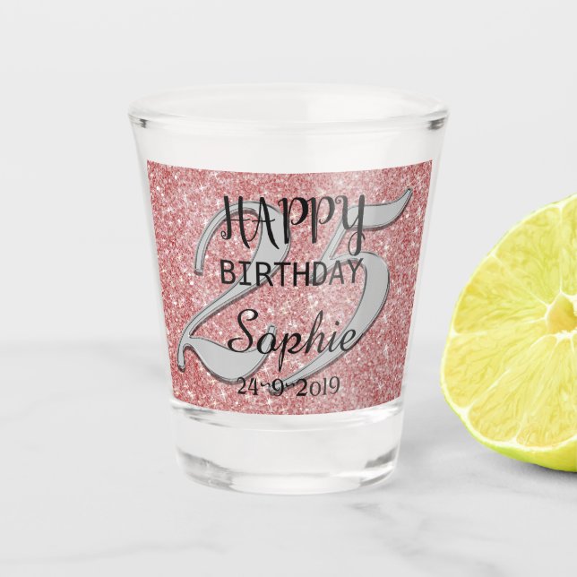 Personalized 25th Birthday Shot Glass (Front)