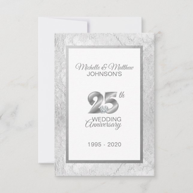 Personalized 25th Silver Wedding Anniversary Invitation (Front)