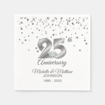 Personalized 25th Silver Wedding Anniversary Napkins by UniqueWeddingShop at Zazzle