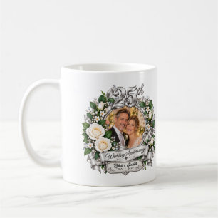Personalized 25th Silver Wedding Anniversary Photo Coffee Mug