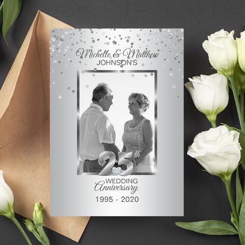Personalized 25th Silver Wedding Anniversary PHOTO Invitation