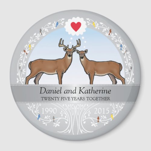 Personalized 25th Wedding Anniversary Buck  Doe Magnet