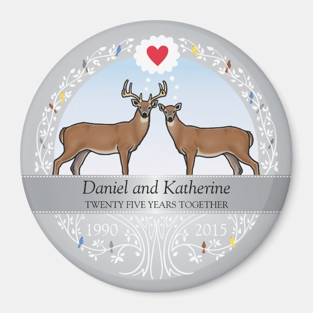 Personalized 25th Wedding Anniversary, Buck & Doe Magnet (Front)