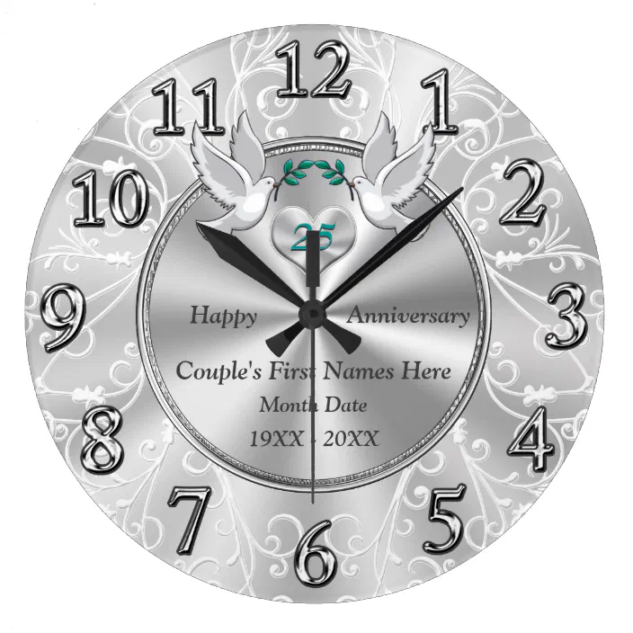 Personalized 25th Wedding Anniversary Gifts Large Clock Zazzle Com