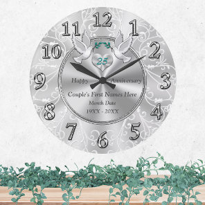 Personalized 25th Wedding Anniversary Gifts Large Clock