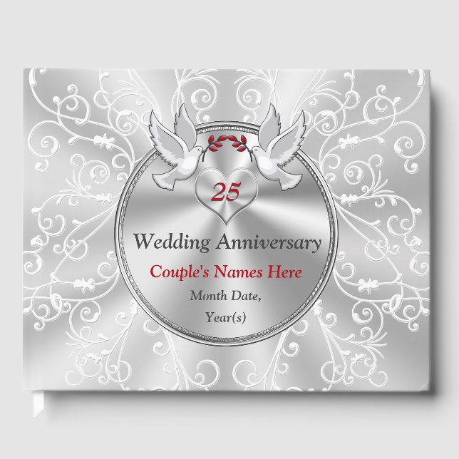 Personalized 25th Wedding Anniversary Guest Book (Front)