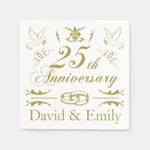 Personalized 25th Wedding Anniversary Napkins