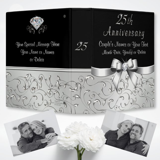 Personalized 25th Wedding Anniversary Photo Album 3 Ring Binder (25th wedding anniversary photo album. Personalised 25th wedding anniversary gift. Silver anniversary)