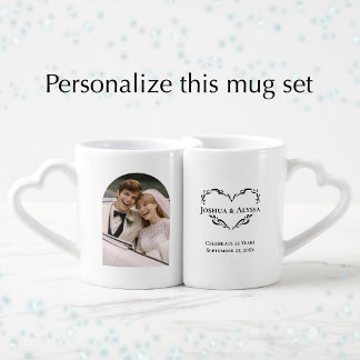 Personalized 25th Wedding Anniversary Photo Gift Coffee Mug Set