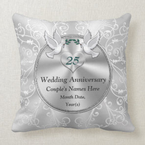 Personalized 25th Wedding Anniversary Presents Throw Pillow