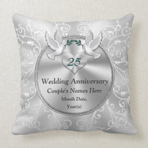 Personalized 25th Wedding Anniversary Presents Throw Pillow