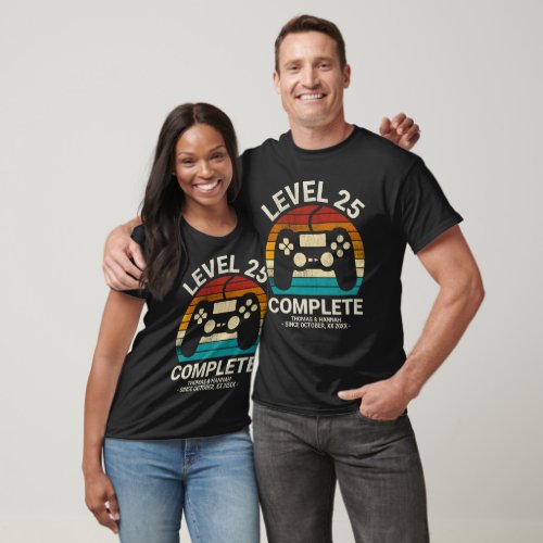 Personalized 25th Wedding Anniversary Retro Gamer T_Shirt