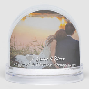 Personalized 25th Wedding Anniversary Snow Globe