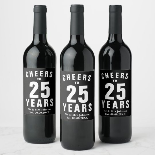 Personalized 25th wedding anniversary wine label