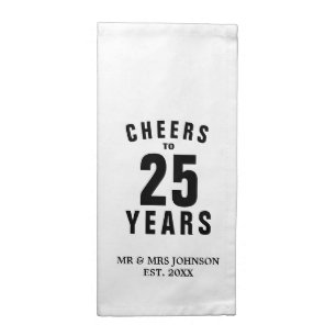 Personalized 25th wedding jubilee dinner party cloth napkin