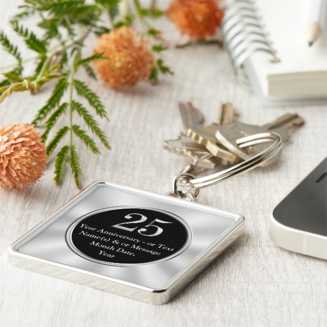 Personalized 25th Work Anniversary Gifts Any COLOR Keychain (Side)