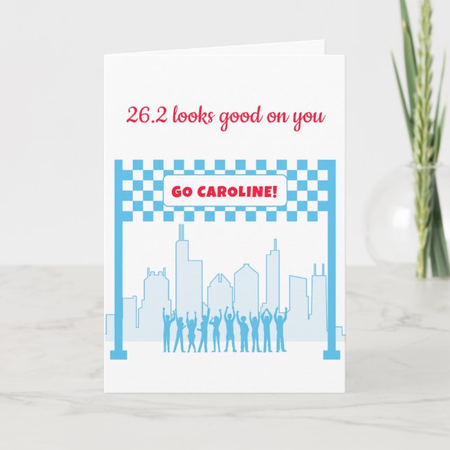 Personalized 26.2 Chicago Marathon Run Congrats  Card (Front)