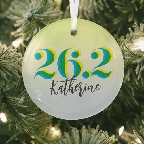 Personalized 26.2 Marathon Running  Glass Ornament