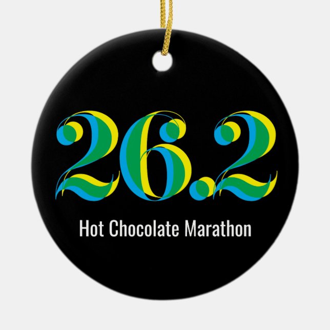 Personalized 26.2 Marathon Running Photo Black Ceramic Ornament (Front)