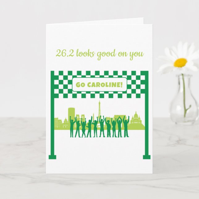 Personalized 26.2 Paris Skyline Marathon Congrats Card (Small Plant)