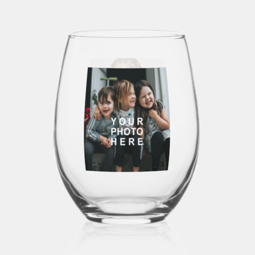 Personalized 2 Custom Photos Stemless Wine Glass