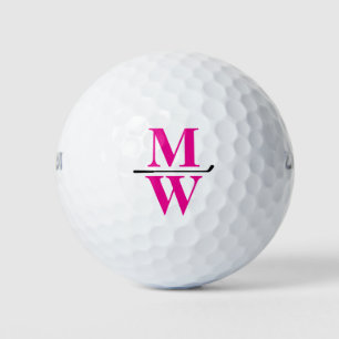Personalized 2-Initials Pink Monogram  Golf Balls