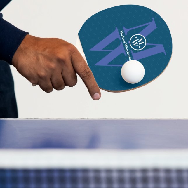 Personalized 2-letter Vertical Monogram BLUE Ping Pong Paddle (Insitu)