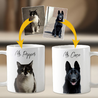 Personalized 2 Pet Photos and Names Coffee Mug