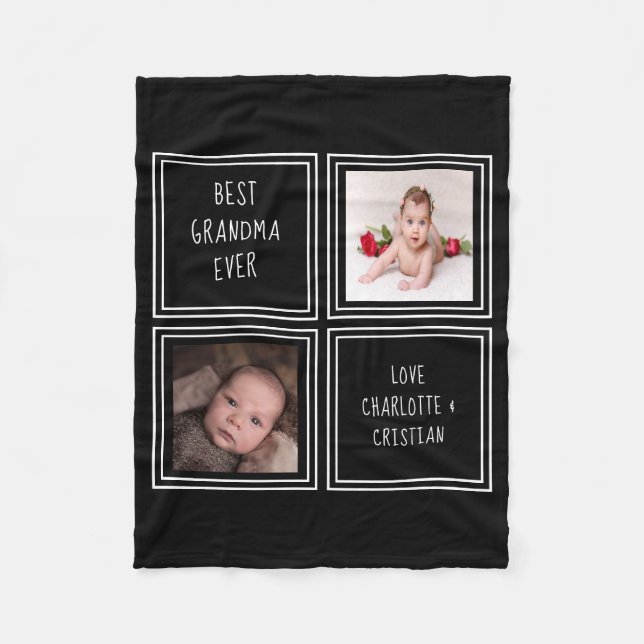 Personalized 2 Photo And Text Fleece Blanket (Front)