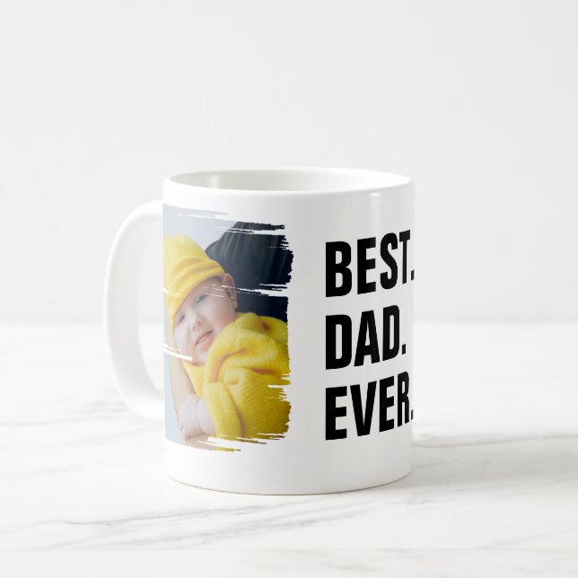 Personalized 2 Photo Best Dad Ever Fathers Day Coffee Mug (Front Left)