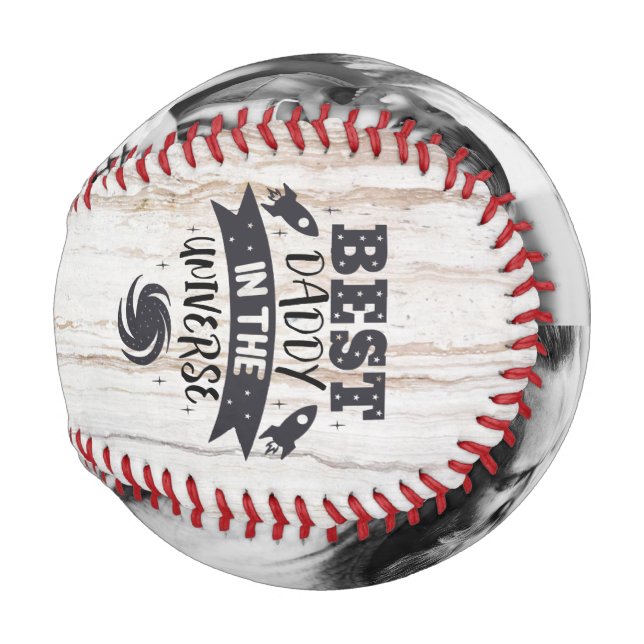 Personalized 2 Photo Best Daddy in the Universe Baseball (Front Right)