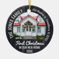 Personalized 2 Photo Christmas First Home 2022 Ceramic Ornament
