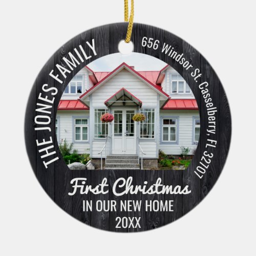 Personalized 2 Photo Christmas First Home 2023 Ceramic Ornament