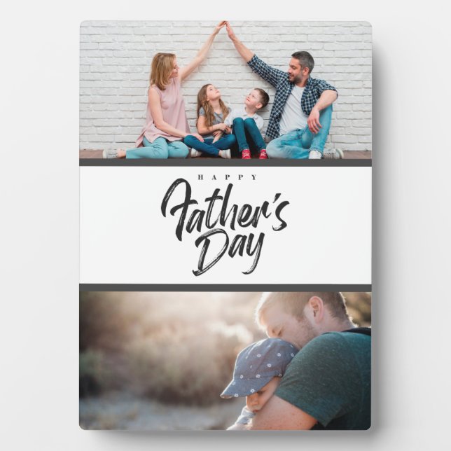 Personalized 2 Photo Collage Father's Day gift Plaque (Front)