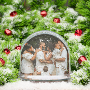 Personalized 2 Photo & Custom Text Template  Snow Globe